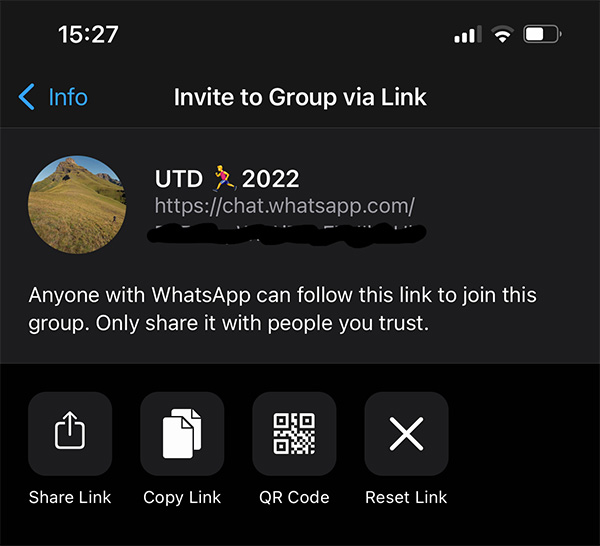 Site Chat to WhatsApp Group links - Copy the group link